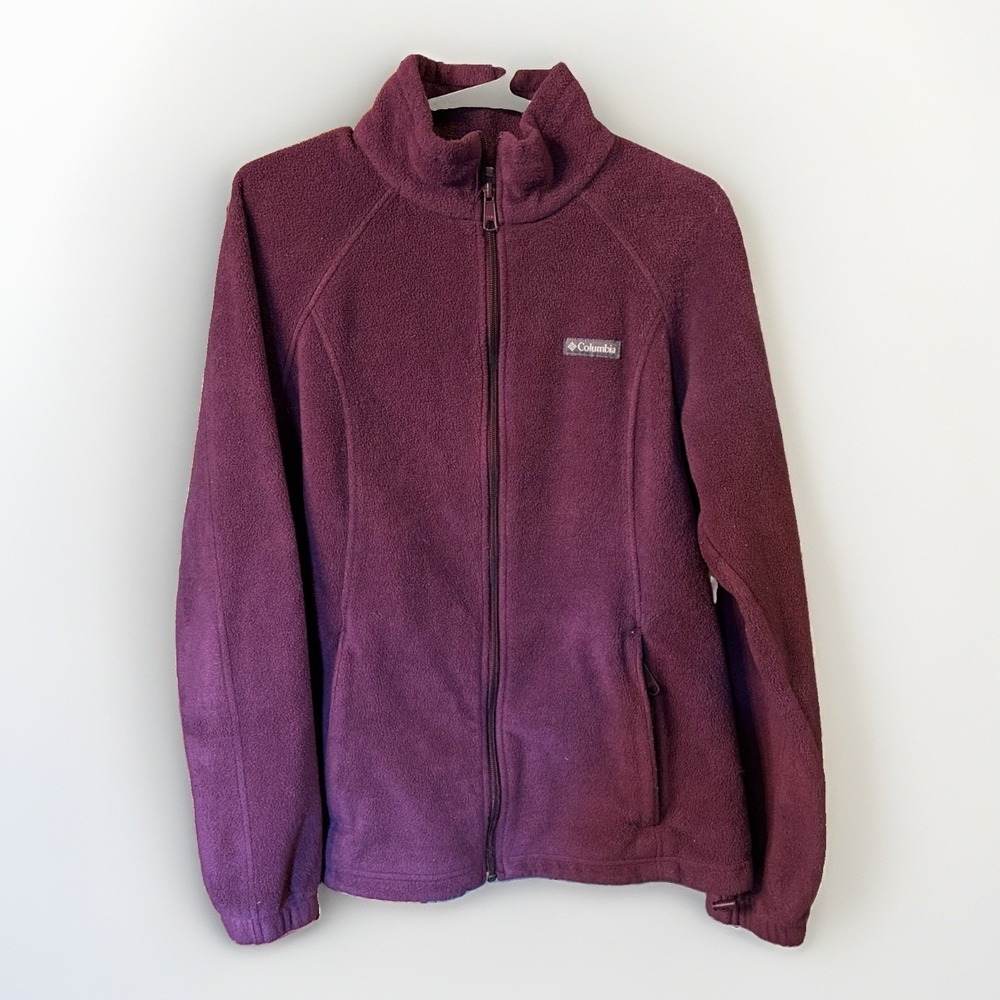 Columbia Women's L Plum Zip Up Polarfleexe Jacket Cozy Cabincore Ski Hike